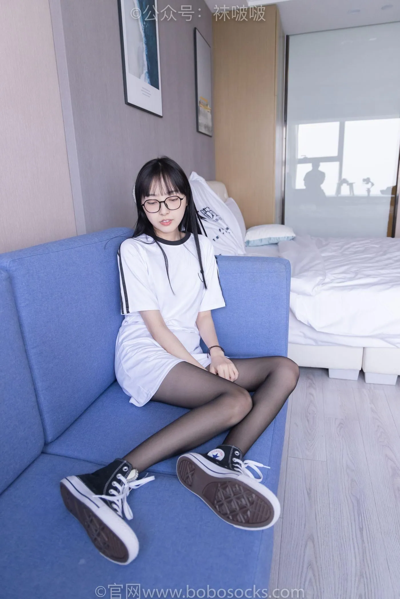[BoBoSocks袜啵啵]NO.067 稚予-匡威帆布鞋、黑丝 [125P]插图3